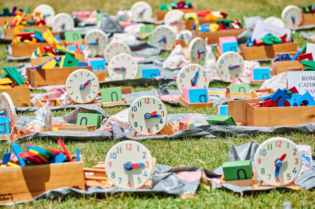 Learning tools given out to schools in Ghana.